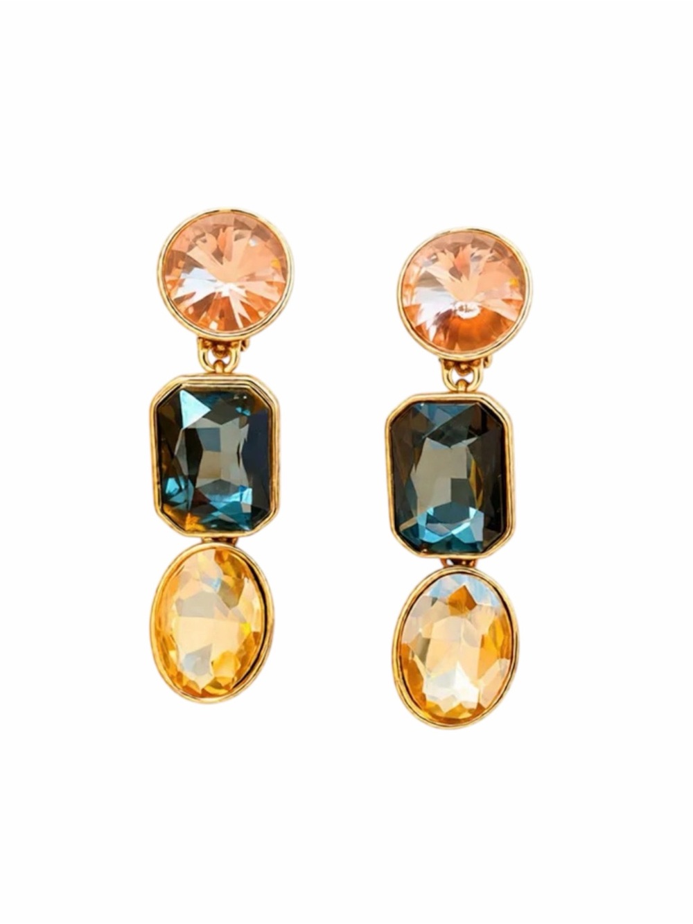 Clip-on Multi-Color Crystal Drop Earrings NWT